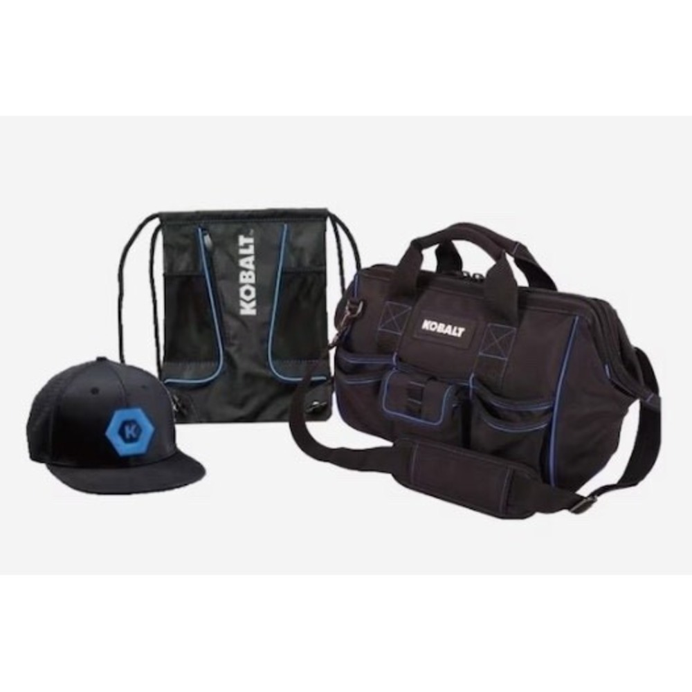 NEW Kobalt 16” Cargo/Tool Bag 18 Pocket Kit With Adjustable Cap NO Drawstring